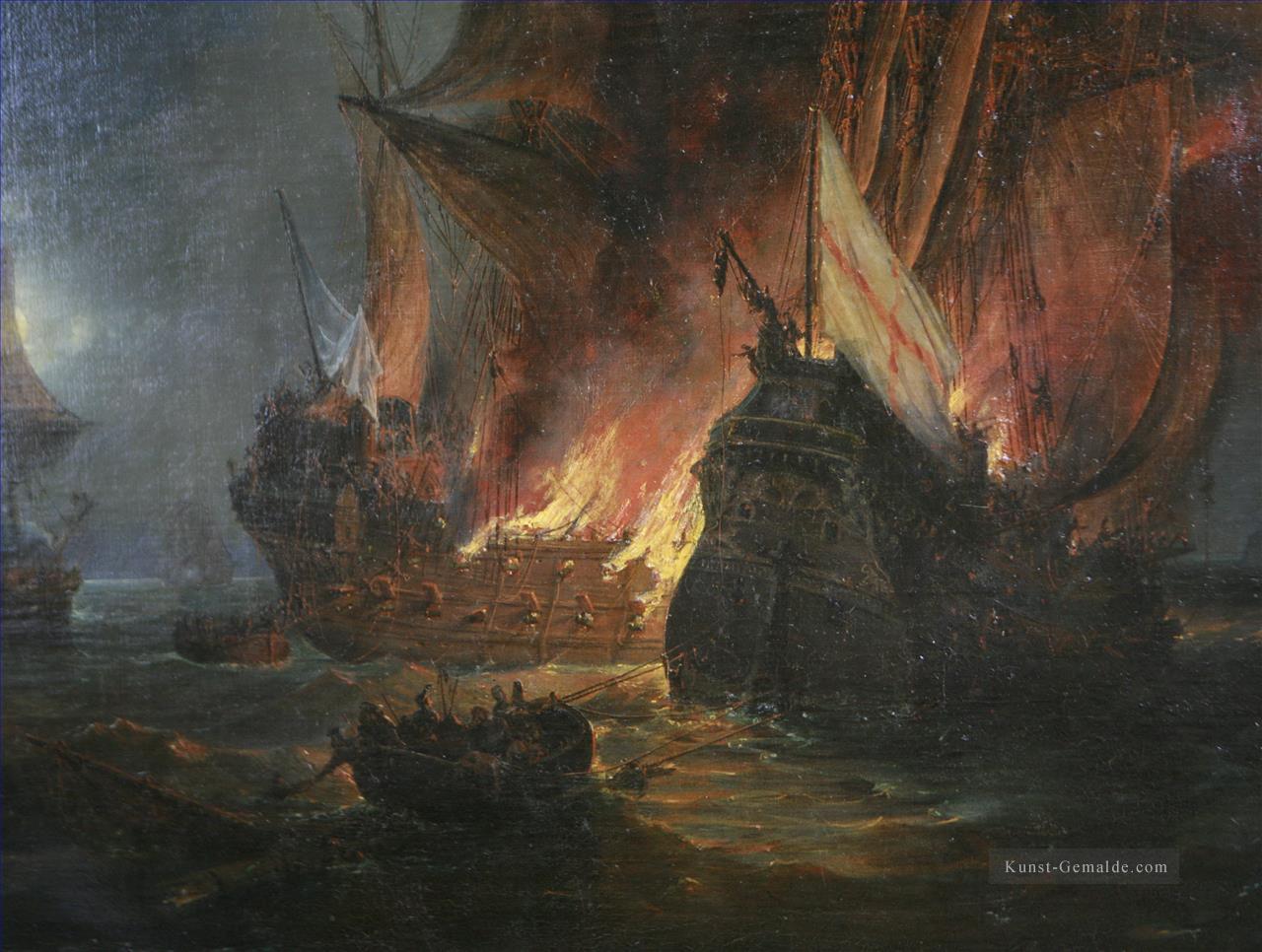 Combat de La Cordeliere devant Saint Mathieu Pierre Juilien Gilbert Kriegsschiff Seeschlacht Ölgemälde